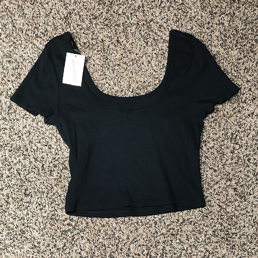 Universal Thread | Black Ribbed Scoop Neck Women's Top